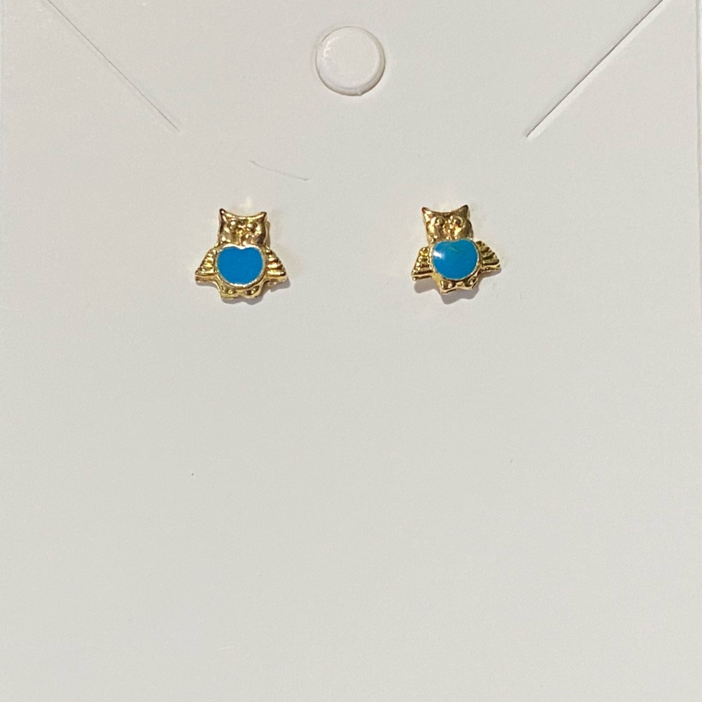 Vintage Gold Plated Owl Stud Earrings
